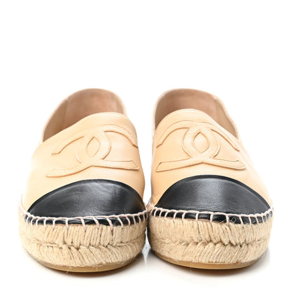 Chanel Lambskin CC Espadrilles 38 Beige Black 2 of 4
