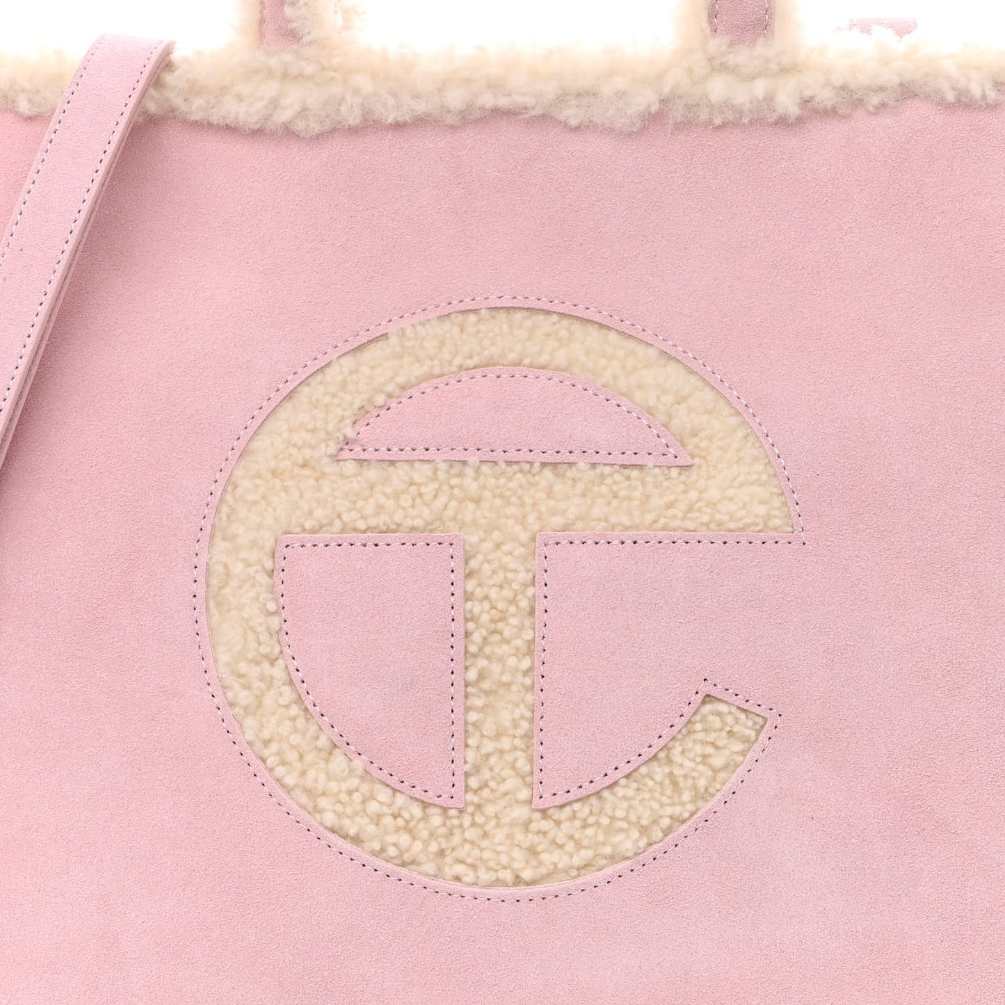 X UGG Suede Shearling Medium Shopping Bag Pink