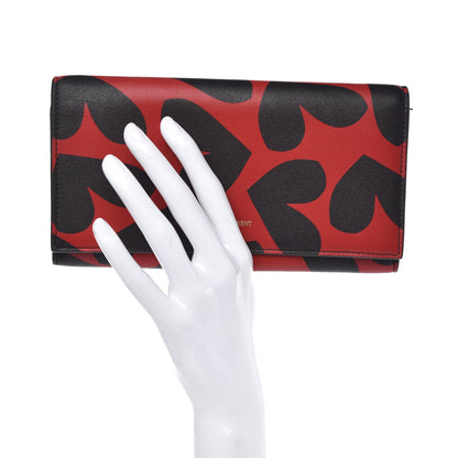 Saint Laurent Nappa Big Hearts Large Marquage Flap Wallet Black Red 2 of 8