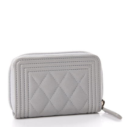 Chanel Caviar Quilted Boy Zip Around Coin Purse Wallet Grey 3 of 7