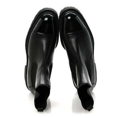 Chanel Calfskin Patent Cap Toe Ankle Boots 39.5 Black 2 of 9