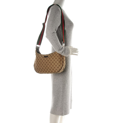 Gucci Monogram Web Medium Half Moon Hobo Dark Brown 2 of 8