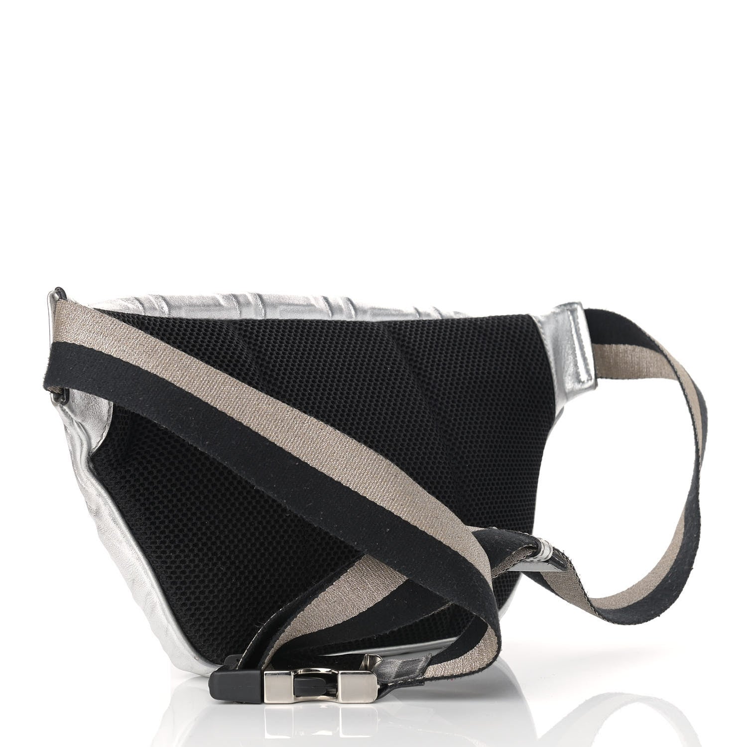 Fendi Vitello Catalan Mirror FF 1974 Embossed Belt Bag Argento 3 of 11