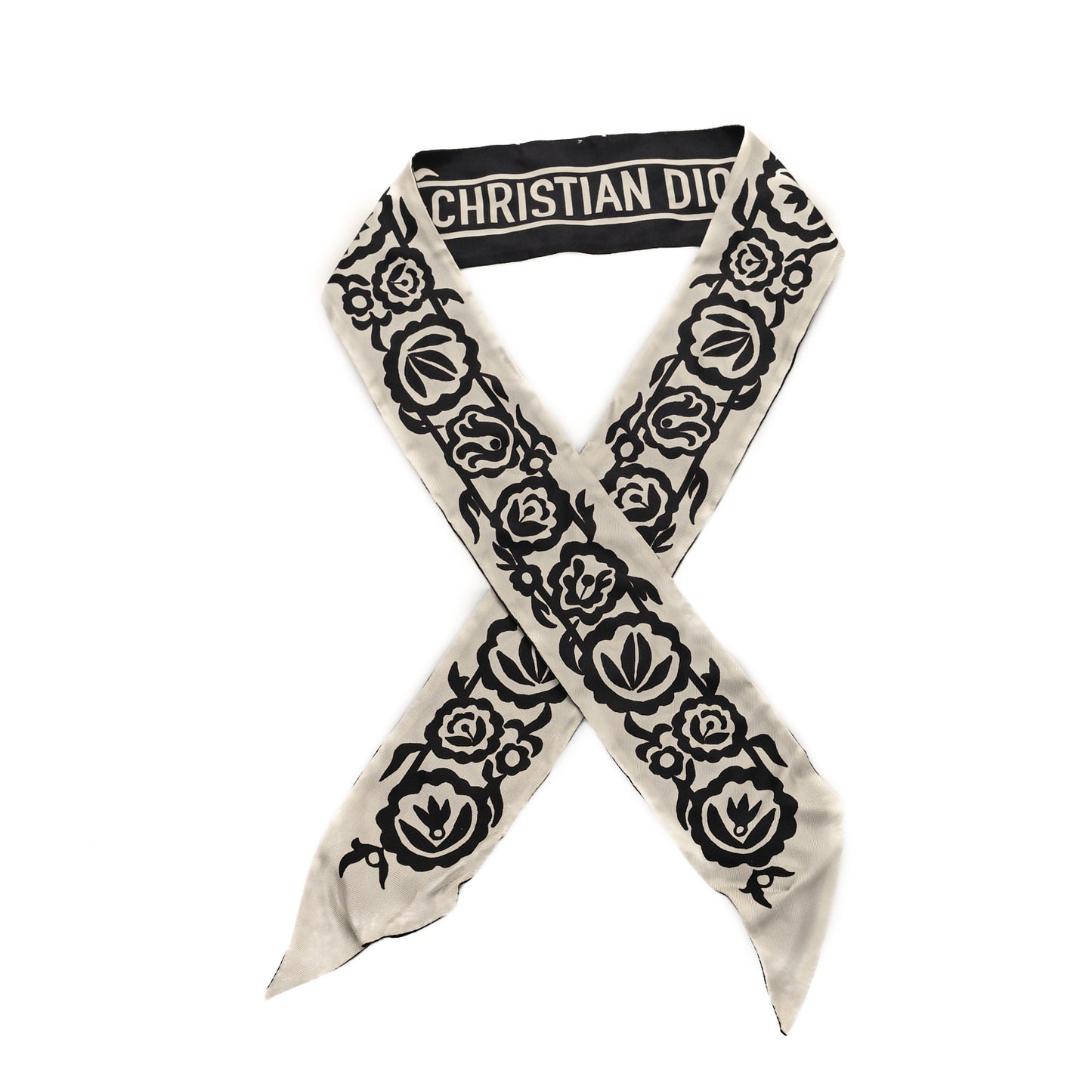 Silk Mexican Flowers Mitzah Scarf Black