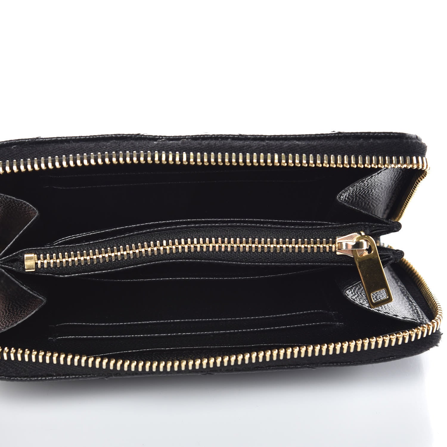Saint Laurent Grain De Poudre Matelasse Chevron Monogram Zip Around Wallet Black 6 of 13