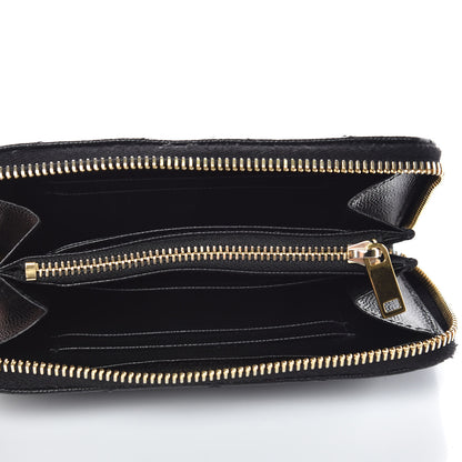 Saint Laurent Grain De Poudre Matelasse Chevron Monogram Zip Around Wallet Black 6 of 13