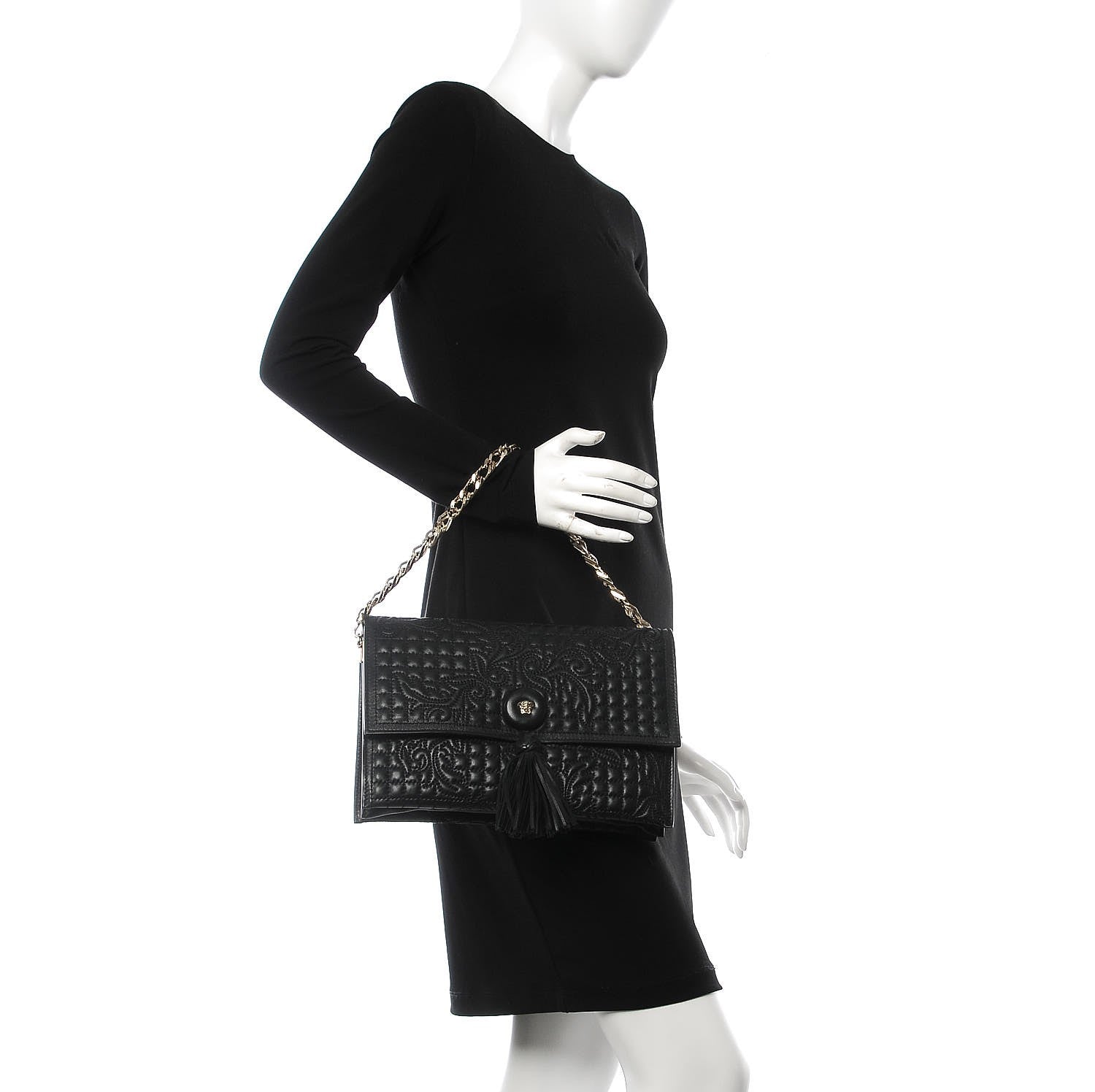 Versace Nappa Barocco Quilted Vanitas Medea Shoulder Bag Black 2 of 8