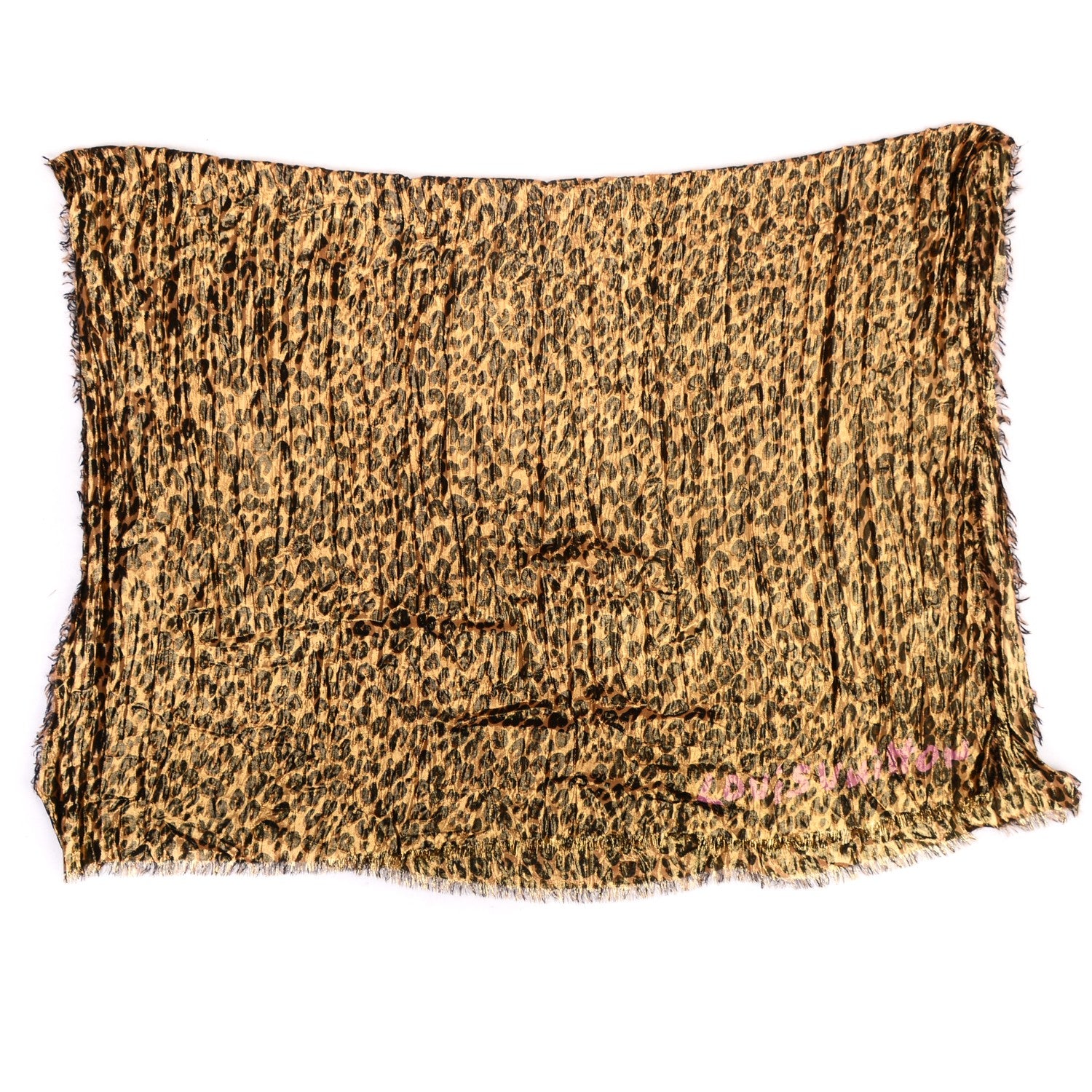 Louis Vuitton Cashmere Silk Leopard Etole Stole Disco Marron 3 of 6