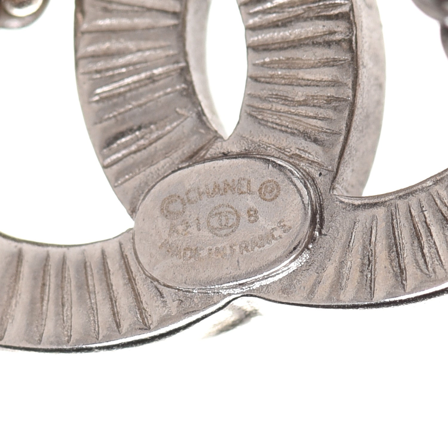 Chanel Crystal Chain CC Earrings Silver 4 of 5