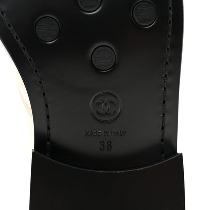 Chanel Calfskin Lace Up Logo Mid Calf Combat Boots 38 White Black 6 of 8