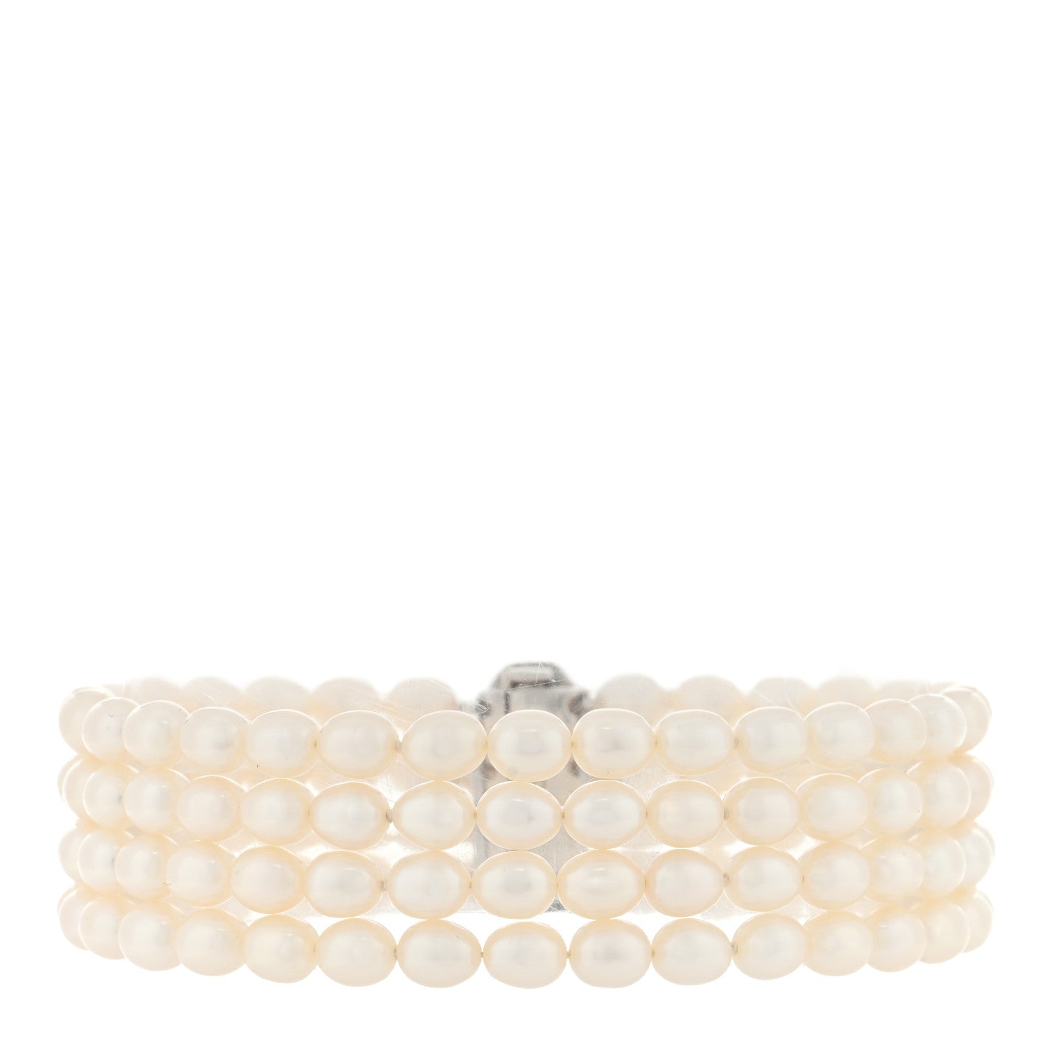 Tiffany Sterling Silver Black Onyx Freshwater Pearl 5-5.5mm Ziegfeld Four Strand Bracelet 1 of 3