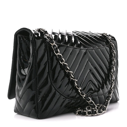 Chanel Patent Chevron Quilted Maxi Single Flap Black 3 of 11