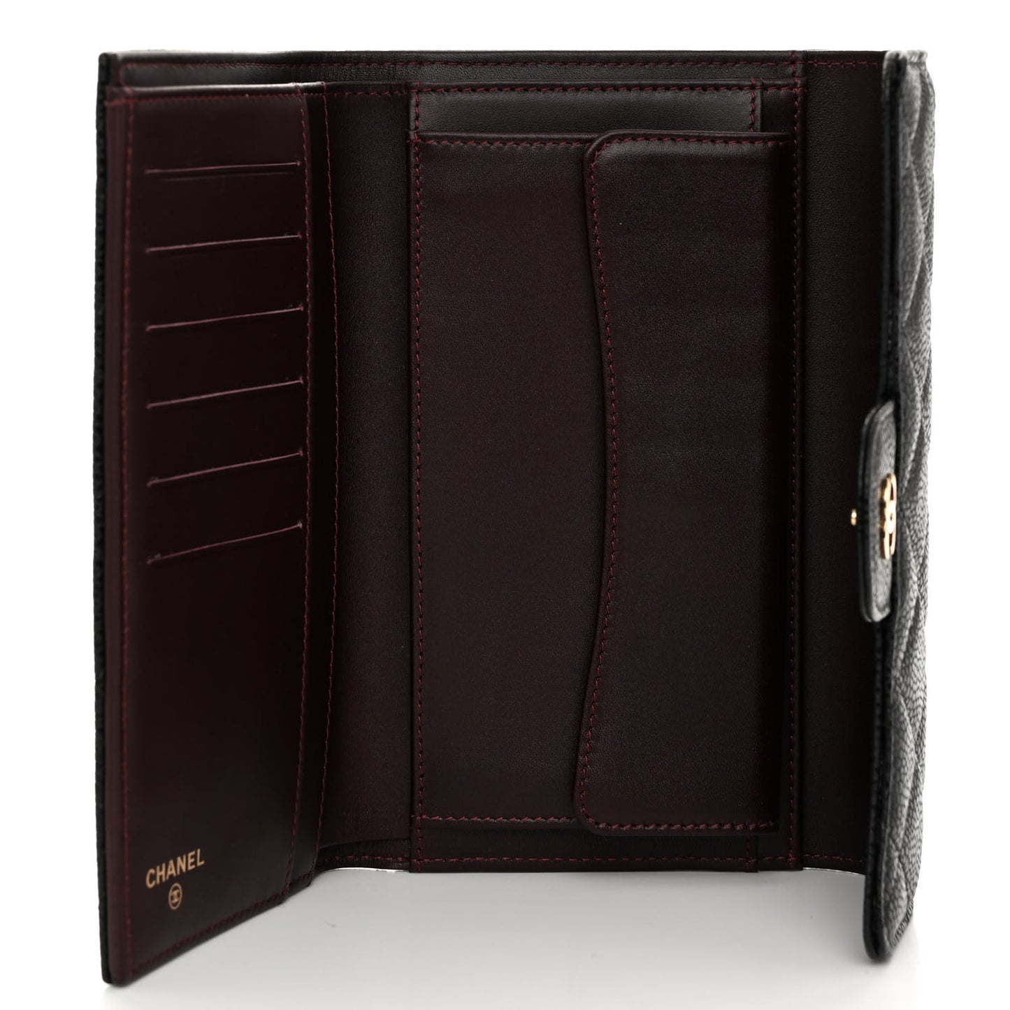 Caviar Quilted Large Flap Wallet Black