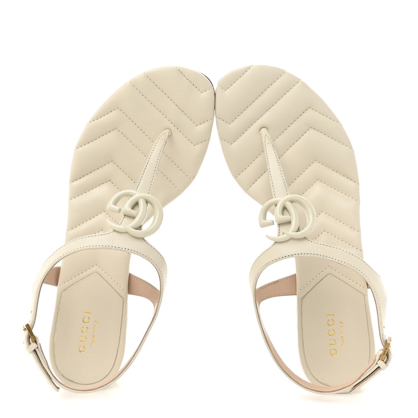 Nappa Matelasse Double G 35mm Thong Sandals 38 Mystic White