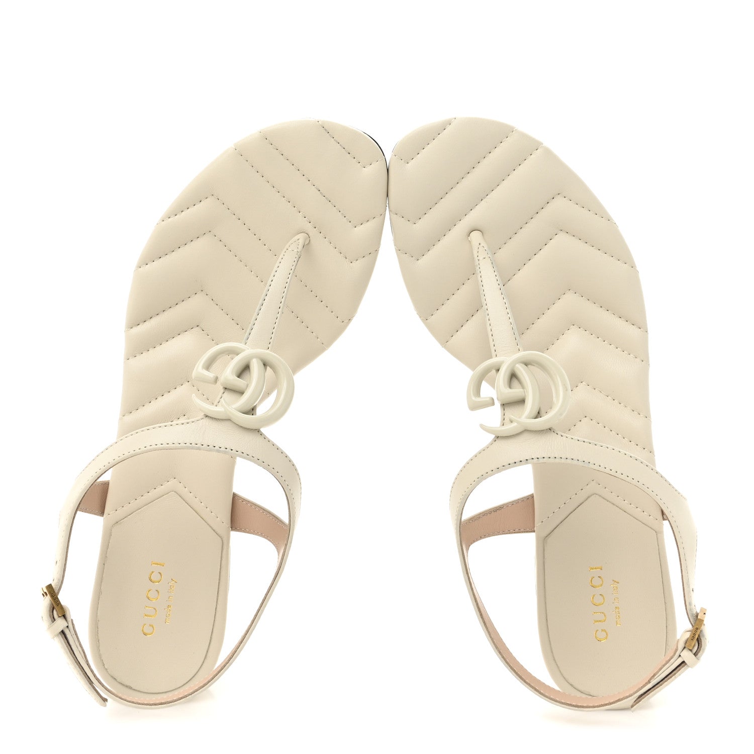 Gucci Nappa Matelasse Double G 35mm Thong Sandals 38 Mystic White 2 of 10