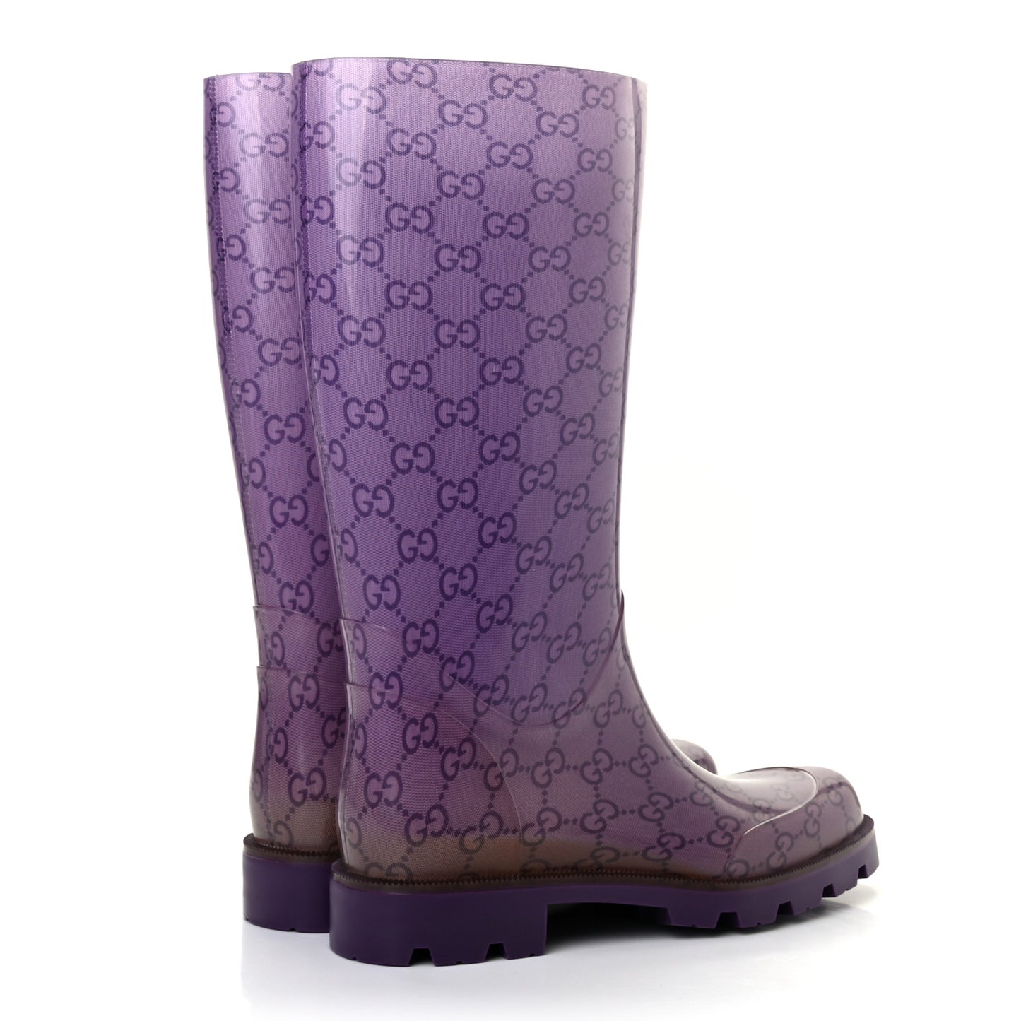 Rubber Monogram Edinburg Rain Boots 36 Transparent Grape Royal