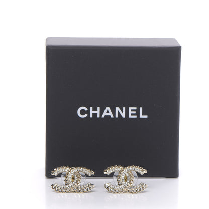 Chanel Crystal Chain CC Earrings Gold 5 of 5