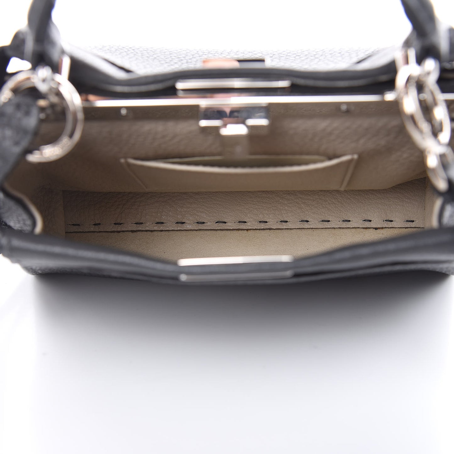 Cuoio Romano Selleria Bi-Color Mini Peekaboo Iconic Satchel Asfalto Latte