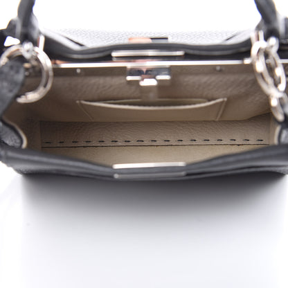 Fendi Cuoio Romano Selleria Bi-Color Mini Peekaboo Iconic Satchel Asfalto Latte 5 of 11