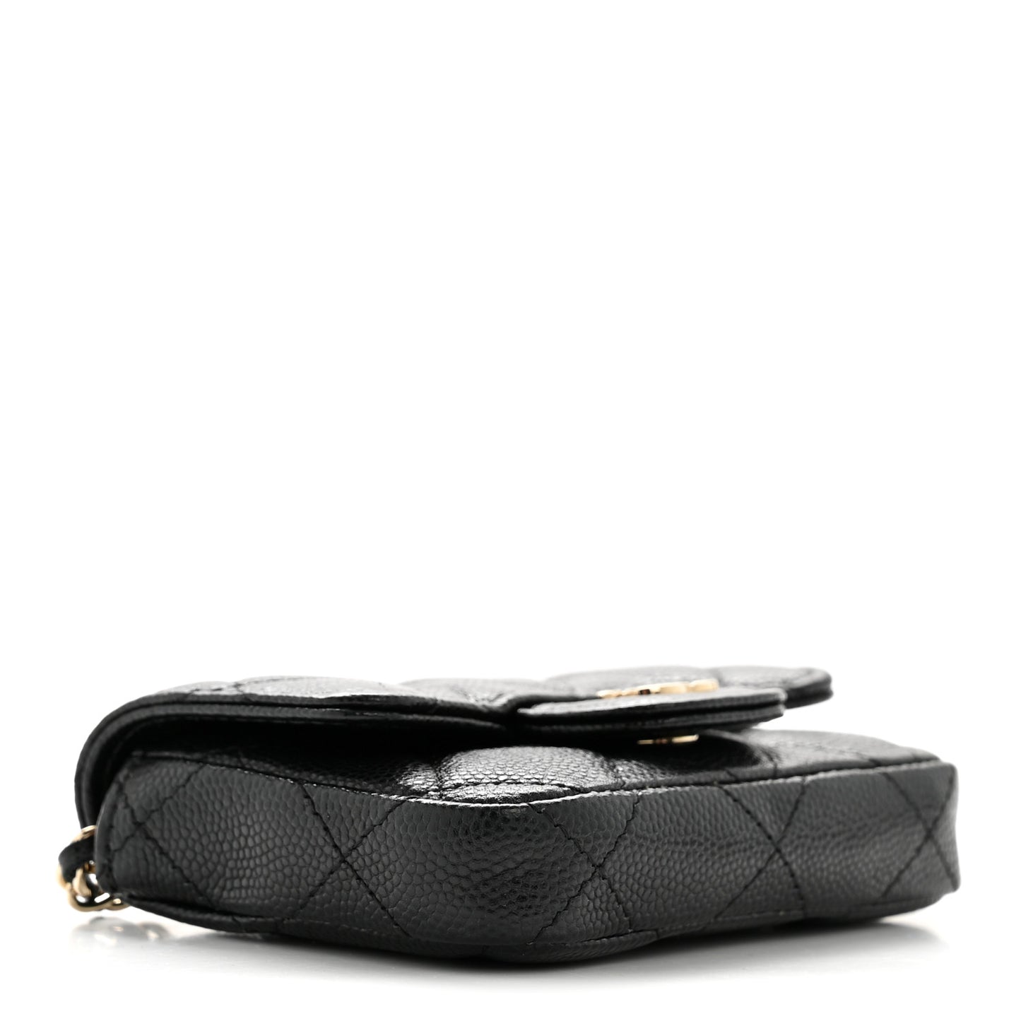 Caviar Quilted Mini Chain Belt Bag Black