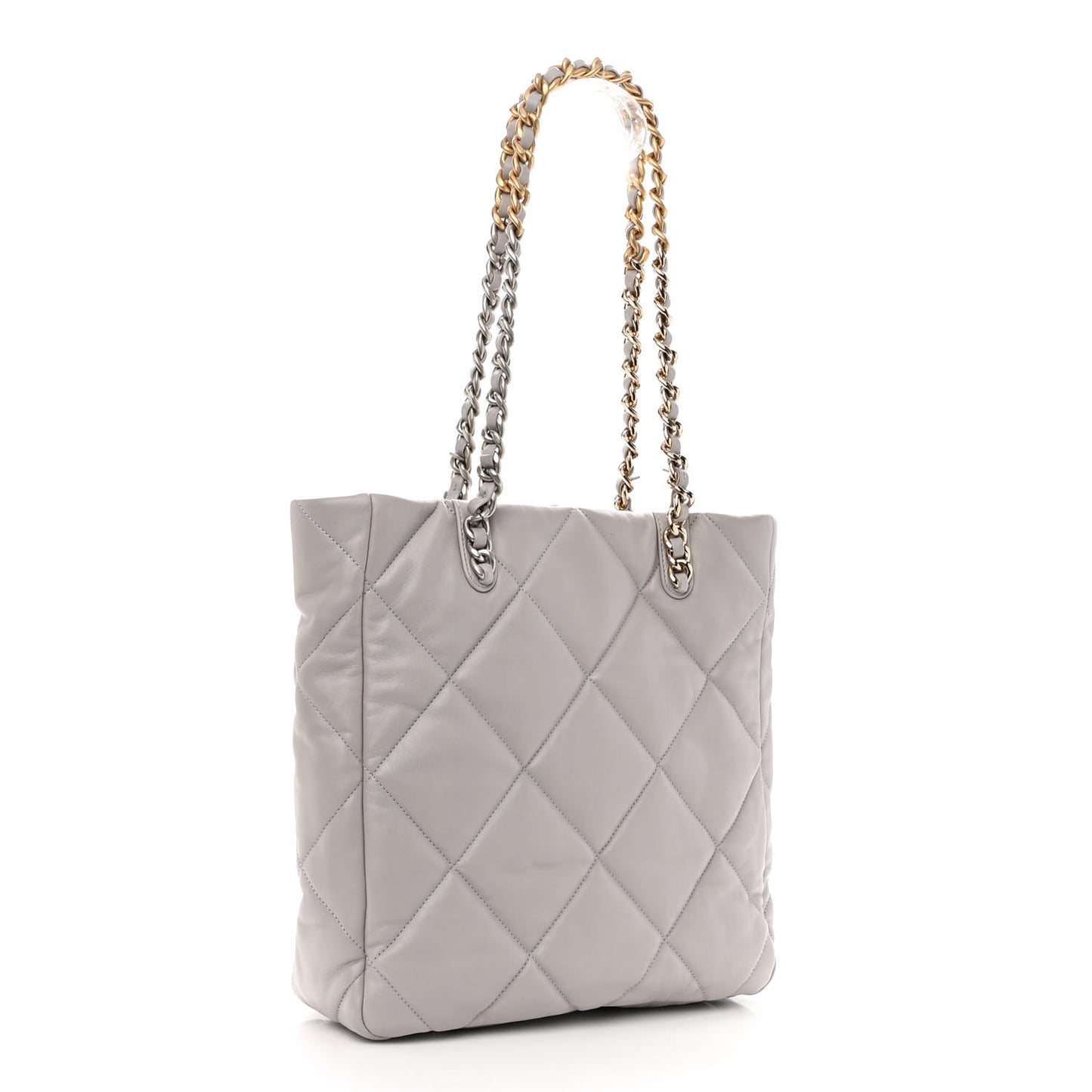 Lambskin Quilted Chanel 19 Shopping Bag Grey