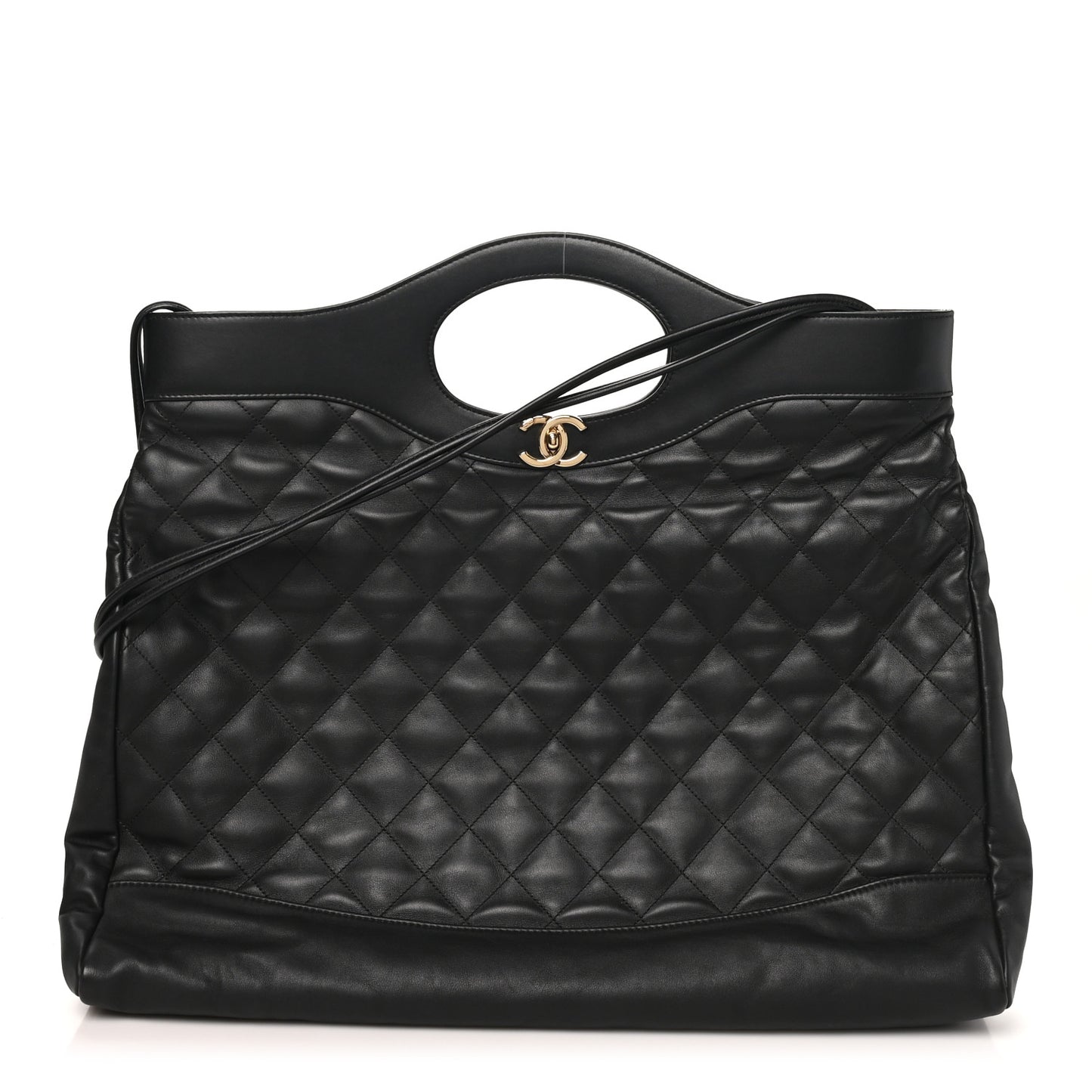 Lambskin Quilted Large 31 Shopping Bag Black