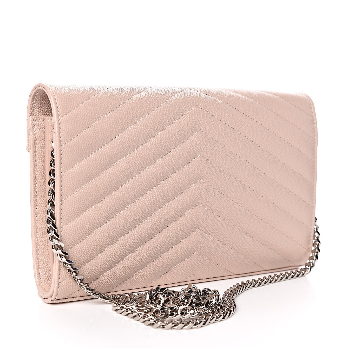 Grain De Poudre Matelasse Chevron Monogram Chain Wallet Marble Pink