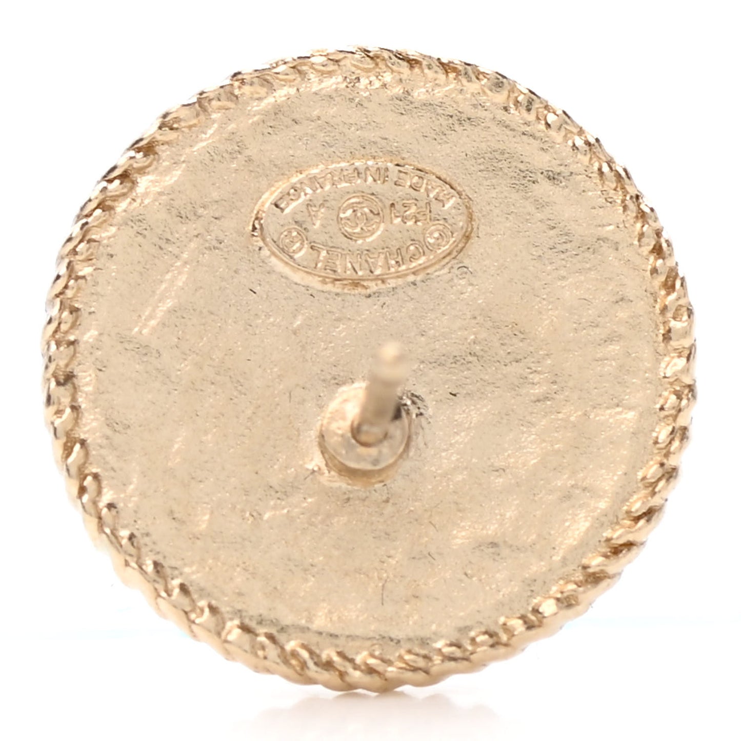 Crystal CC Round Earrings Gold