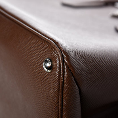 Prada Saffiano Cuir Twin Tote Cacao 11 of 13