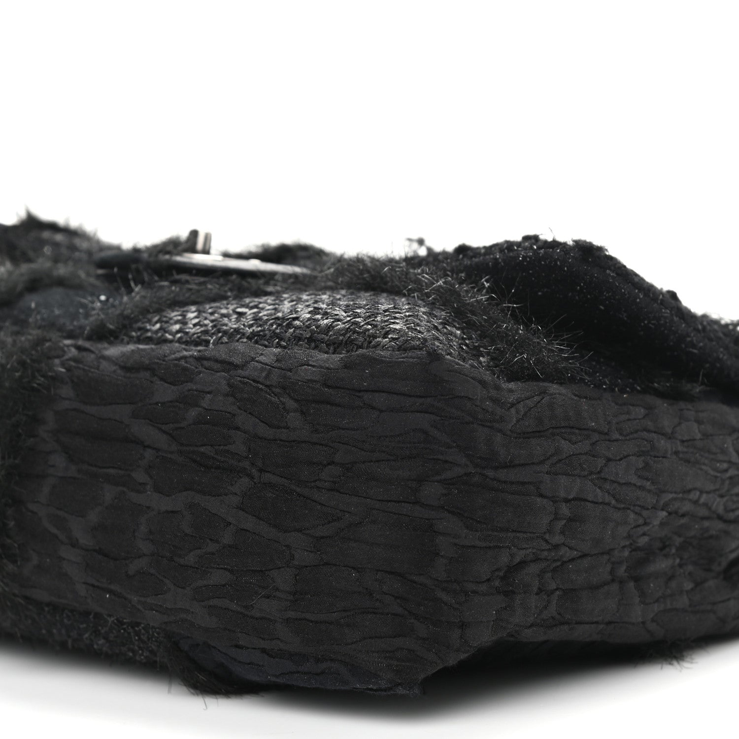Chanel Tweed Faux Fur Patchwork Jumbo Single Flap Black 9 of 10