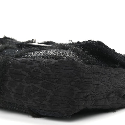 Chanel Tweed Faux Fur Patchwork Jumbo Single Flap Black 9 of 10