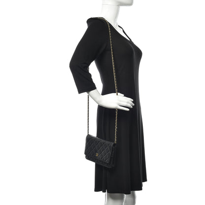 Chanel Lambskin Quilted Wallet On Chain WOC Black 2 of 16