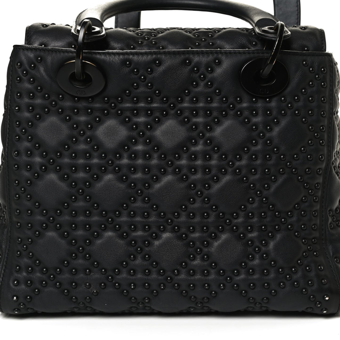 UItra Matte Calfskin Cannage Studded Medium Supple Lady Dior Black