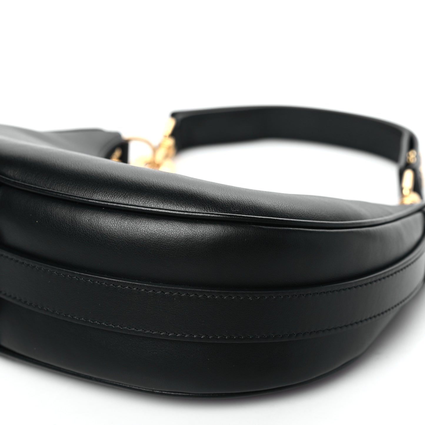 Smooth Calfskin Medium Strap Ava Shoulder Bag Black