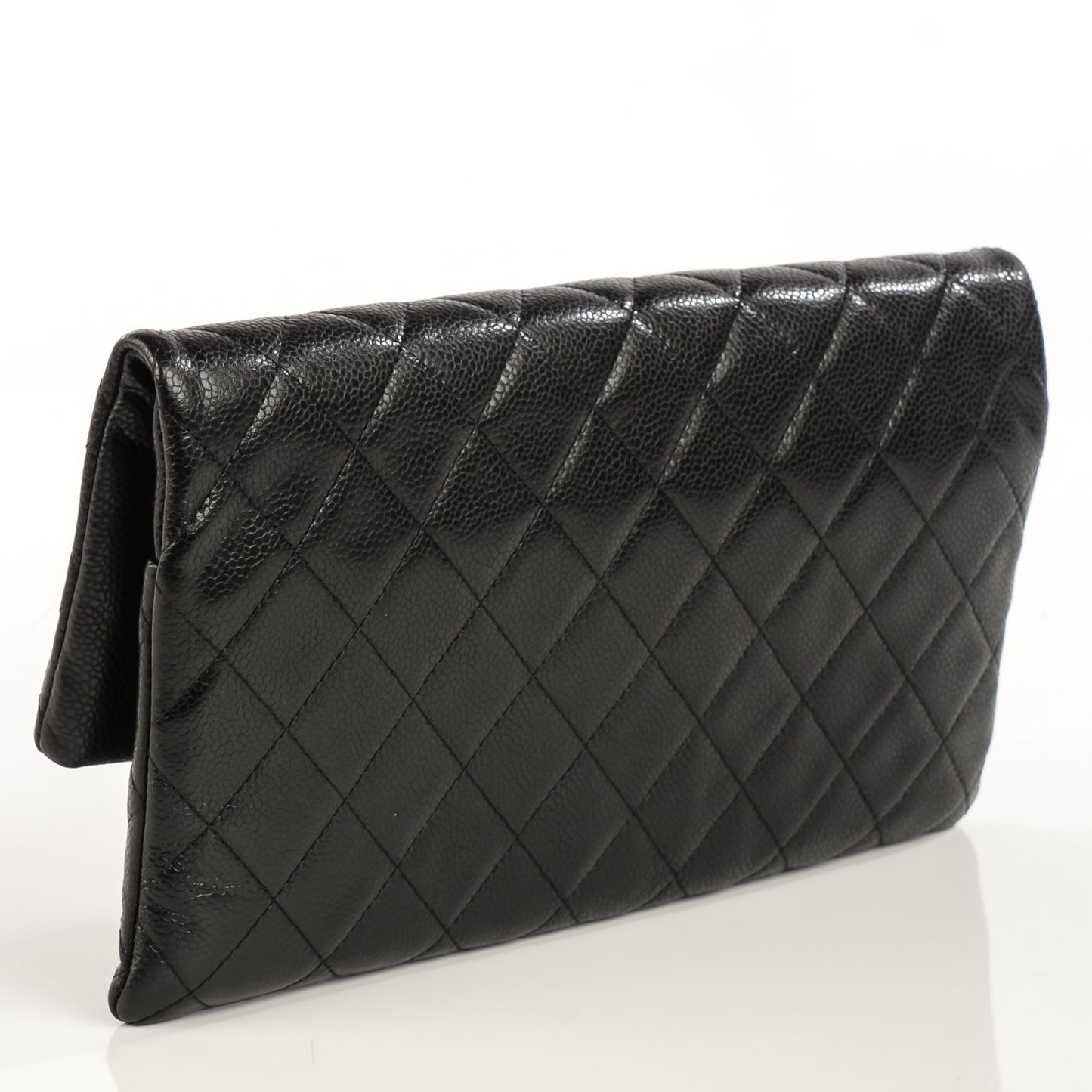 Caviar Quilted CC Beauty Clutch Black
