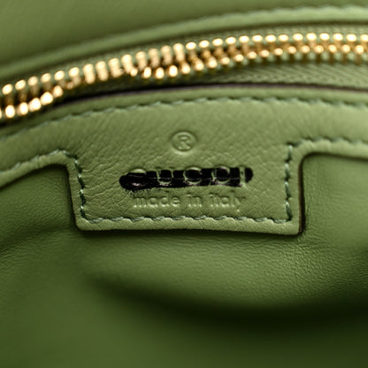 Gucci Roxy Calfskin Web Medium Blondie Top Handle Shoulder Flap Bag Salamander Green 7 of 12