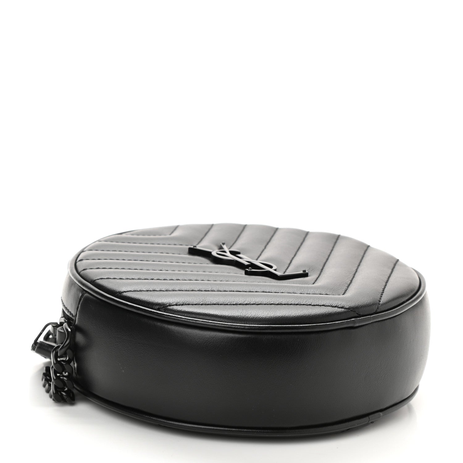 Saint Laurent Calfskin Matelasse Chevron Round Vinyle Camera Bag Black 4 of 8