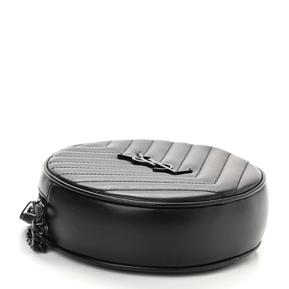 Saint Laurent Calfskin Matelasse Chevron Round Vinyle Camera Bag Black 4 of 8
