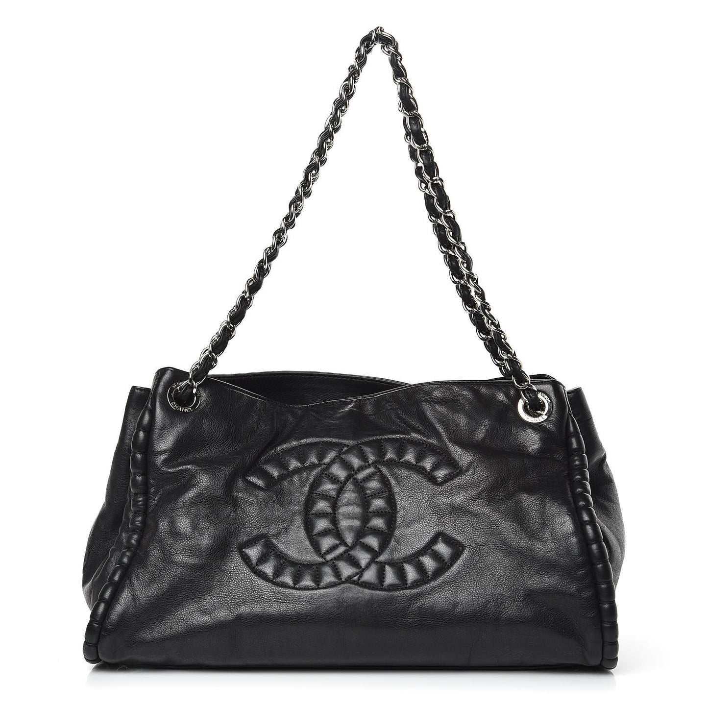 Calfskin Coco Bengal Open Accordion Tote Black