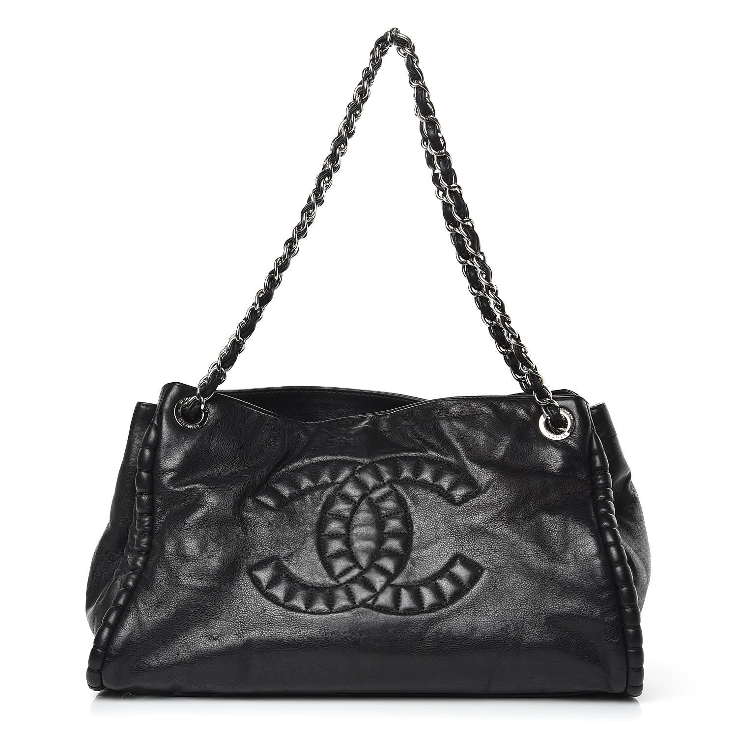 Chanel Calfskin Coco Bengal Open Accordion Tote Black 1 of 13