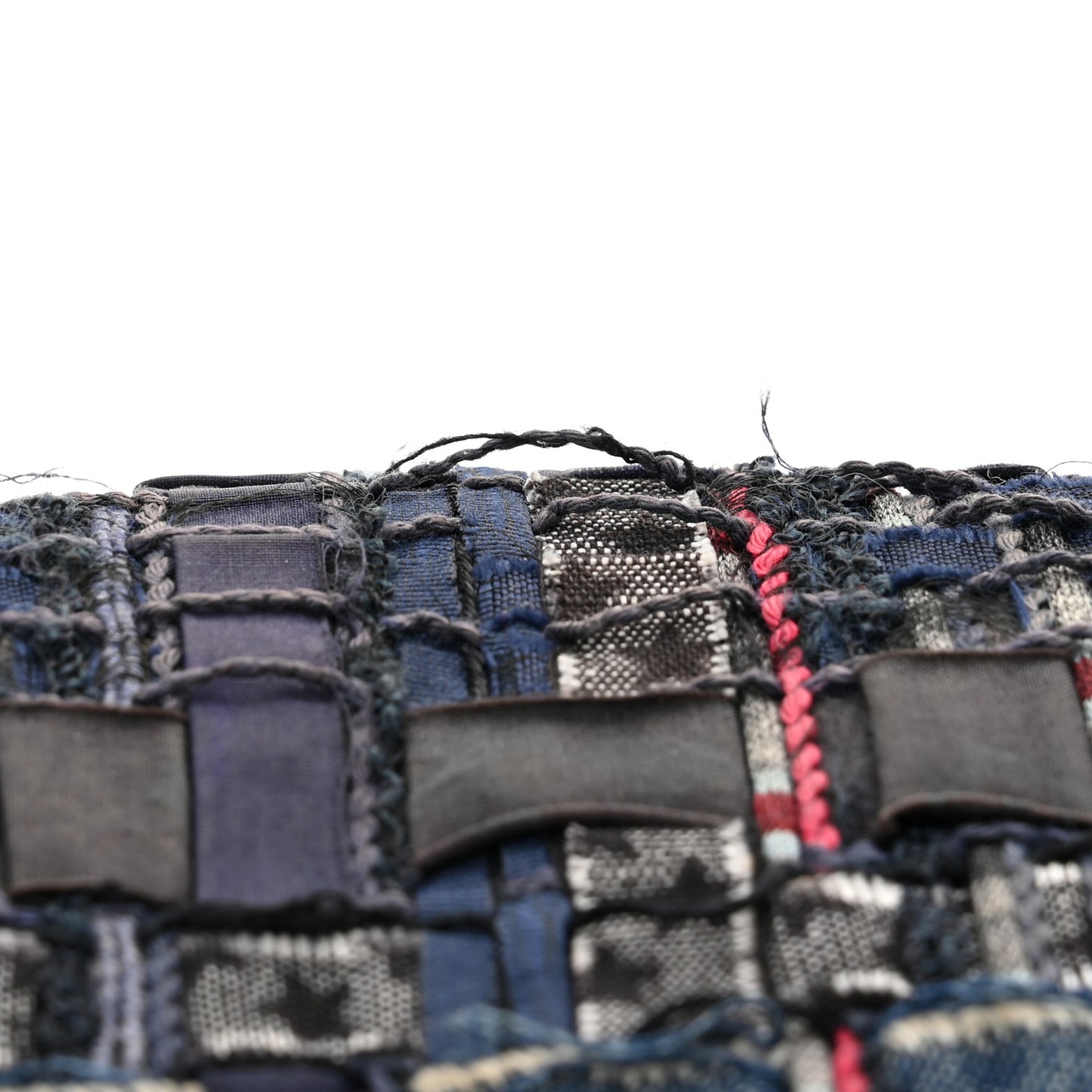 Lambskin Denim Tweed Medium Enchained Boy Flap Navy Blue