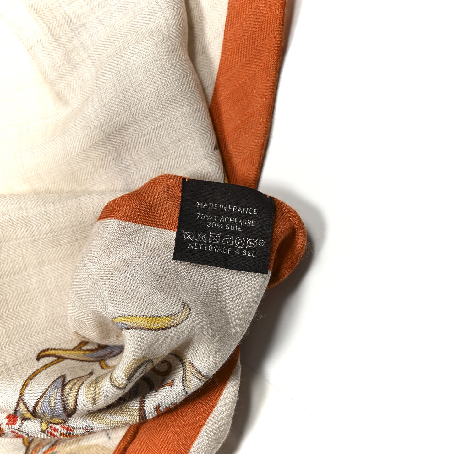 Cashmere Silk Jungle Love Giant Triangle Scarf Orange Cuit Naturel Vert