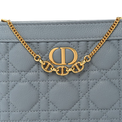 Christian Dior Calfskin Cannage Caro Zipped Pouch With Chain Cloud Blue 8 of 10