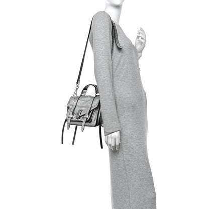 Proenza Schouler Metallic Paper Lambskin Medium PS1 Plus Zip Satchel Gun Metal 2 of 12
