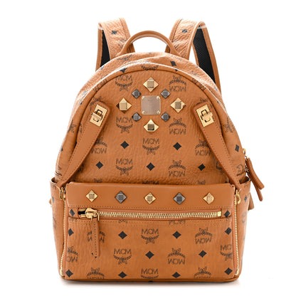 MCM Visetos Studded Medium Dual Stark Backpack Cognac 1 of 10