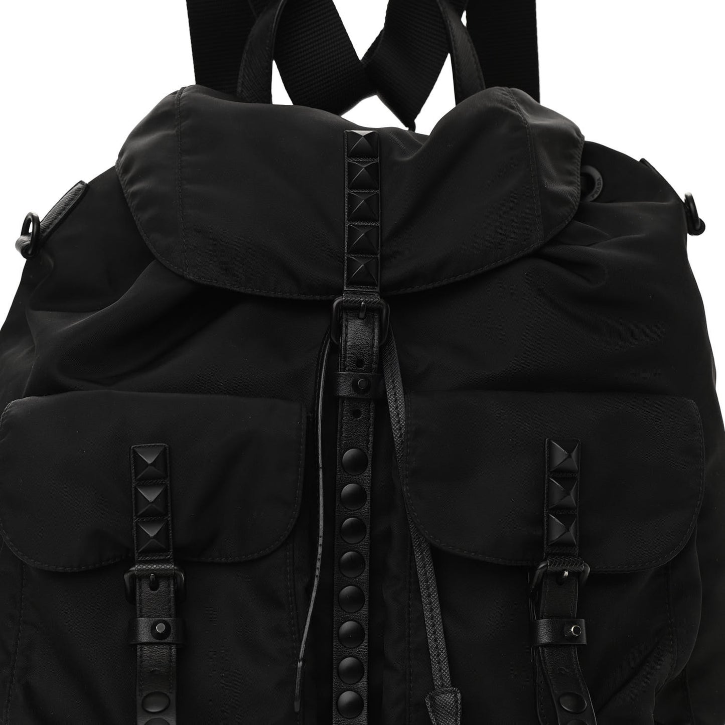 Nylon New Vela Monochrome Studded Backpack Black