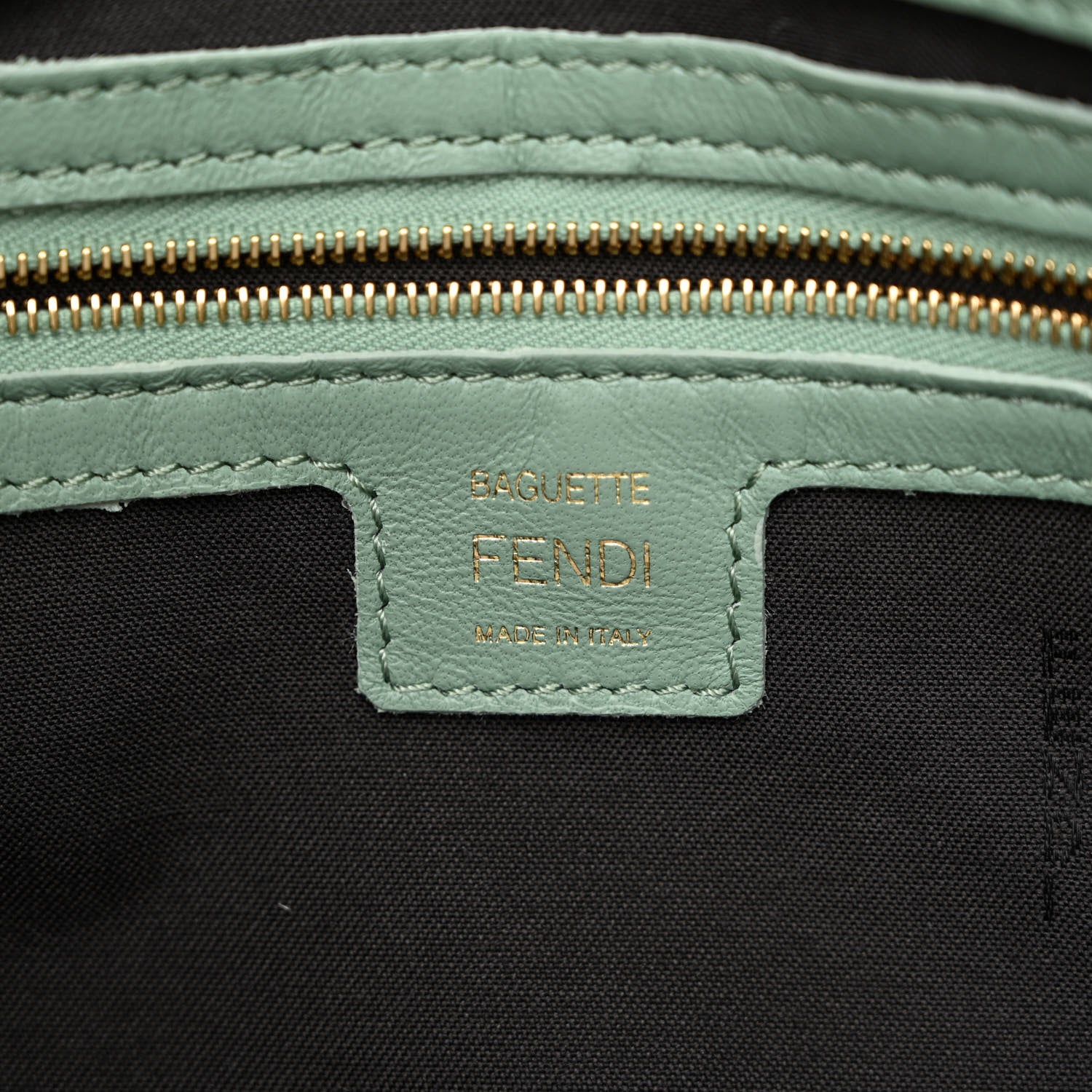 Fendi Nappa FF 1974 Embossed Baguette Menta 6 of 10