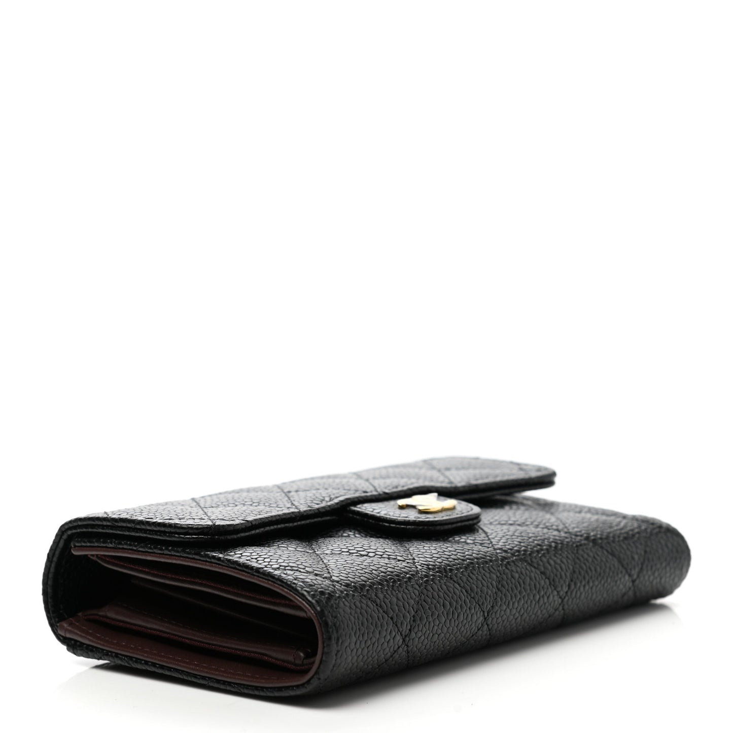 Caviar Quilted Medium Flap Wallet Black