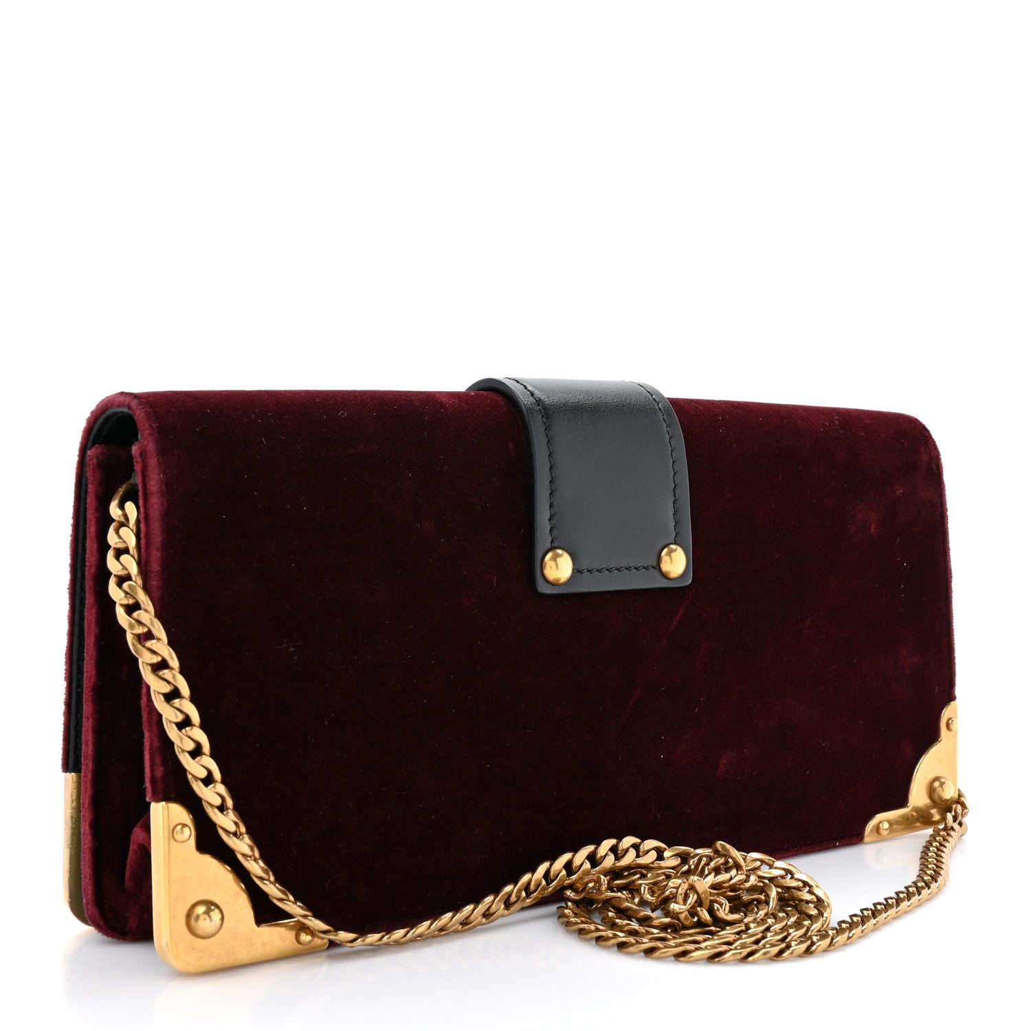 Prada Velvet City Calfskin Cahier Clutch With Chain Ribes Black 3 of 14