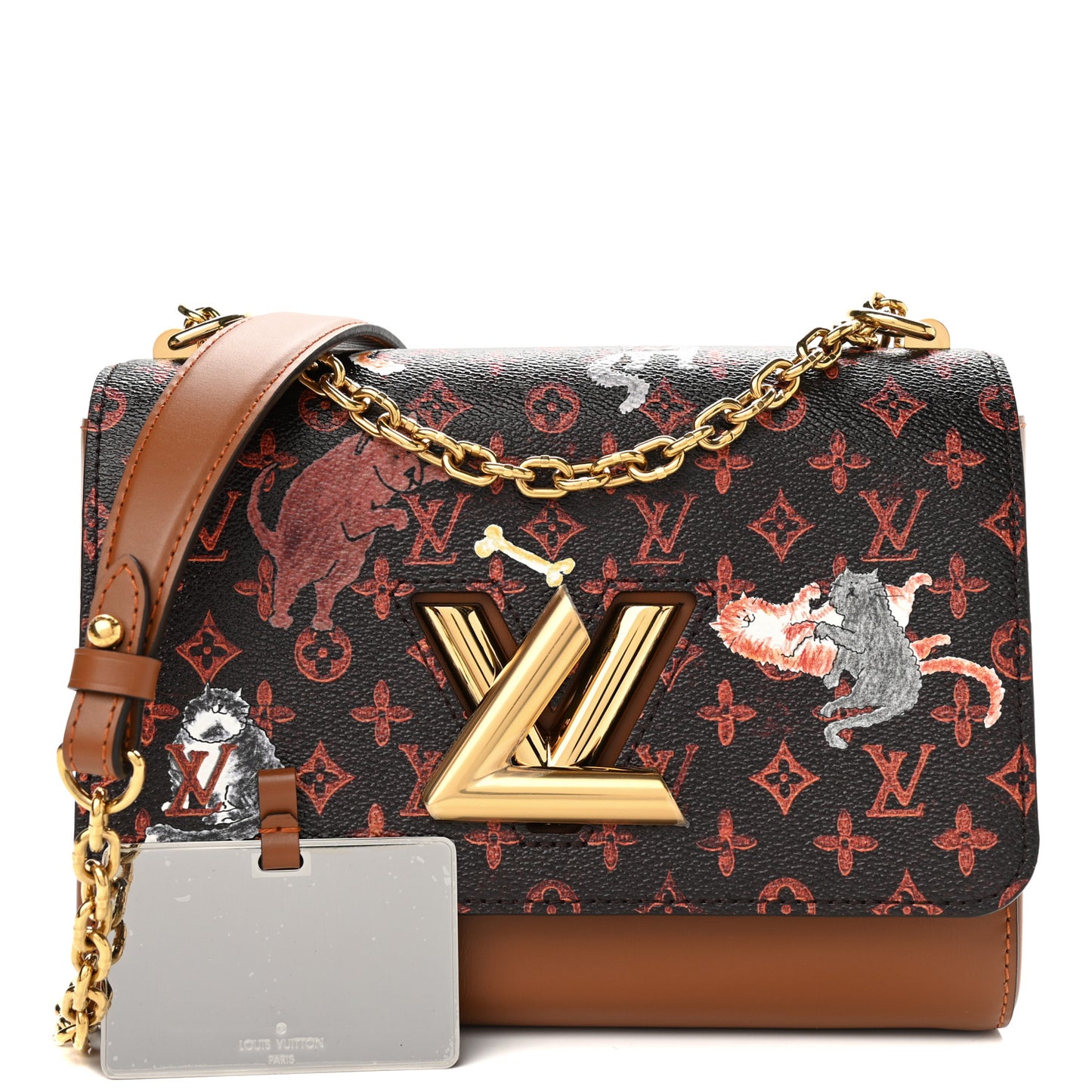Calfskin Catogram Twist Shoulder Bag MM Marron